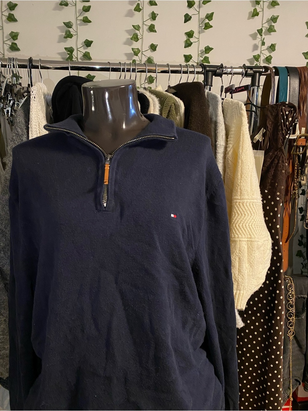 Tommy Hilfiger Navy Quarter-Zip Pullover Sweater